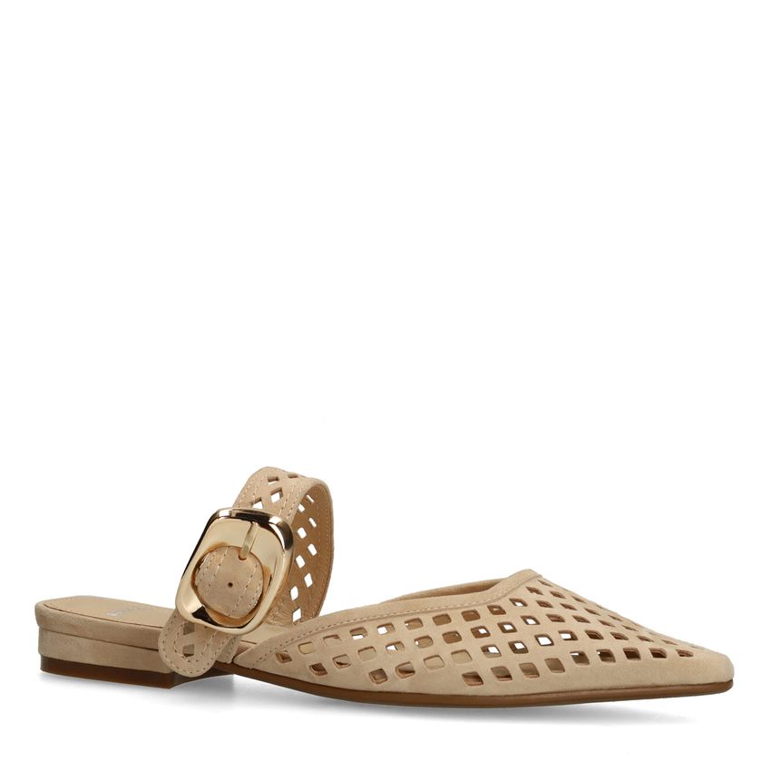 Beige leren instappers