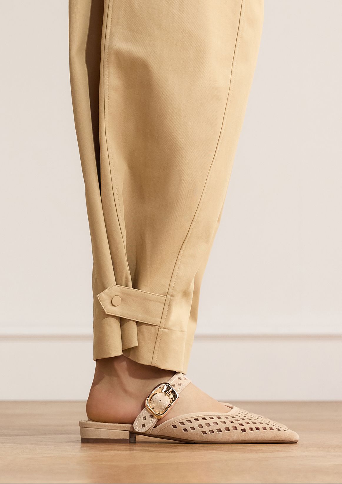 Beige leren instappers