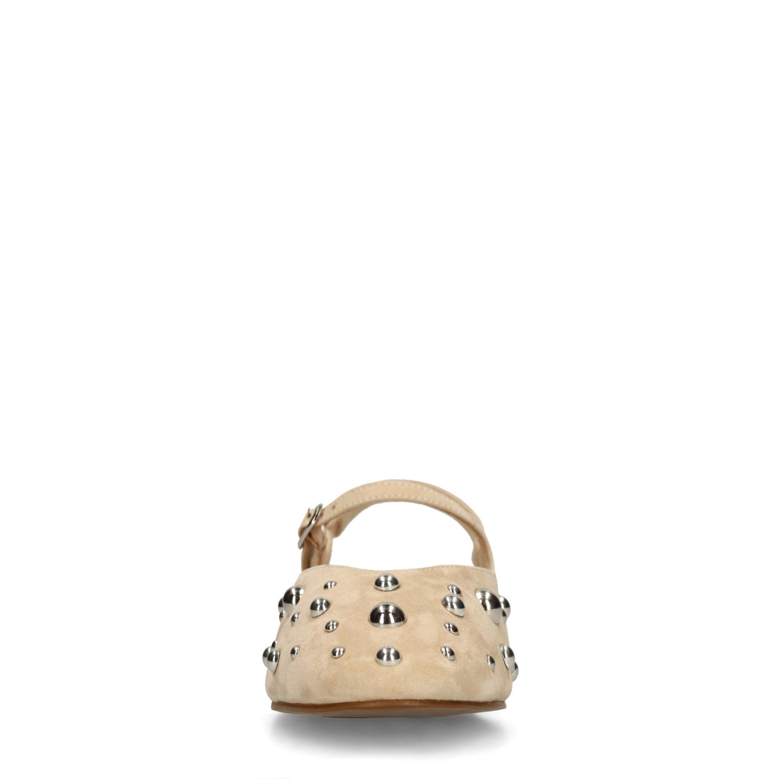 Beige suède slingbacks met zilveren studs