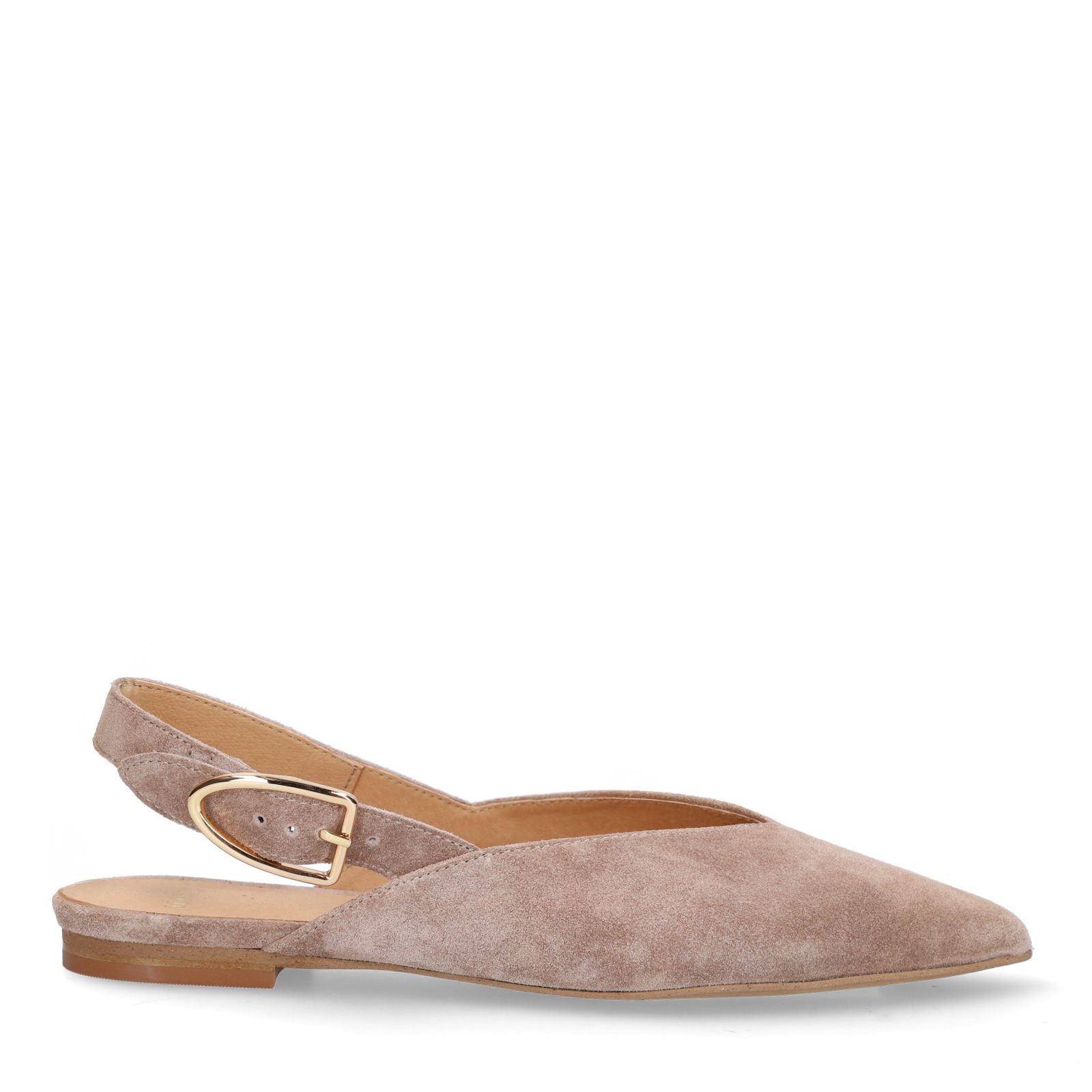 Taupefarbene Slingbacks aus Veloursleder