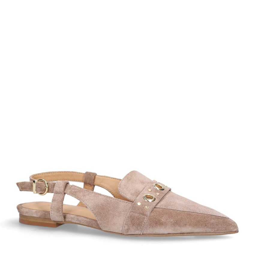 Taupefarbene Slingbacks aus Veloursleder