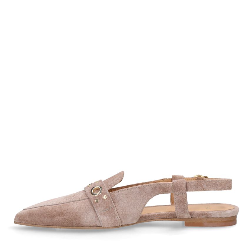 Taupefarbene Slingbacks aus Veloursleder
