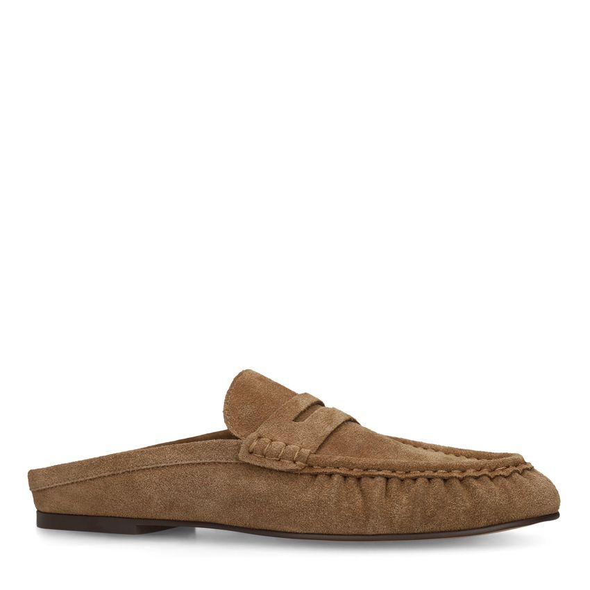 Beigefarbene Mules aus Veloursleder