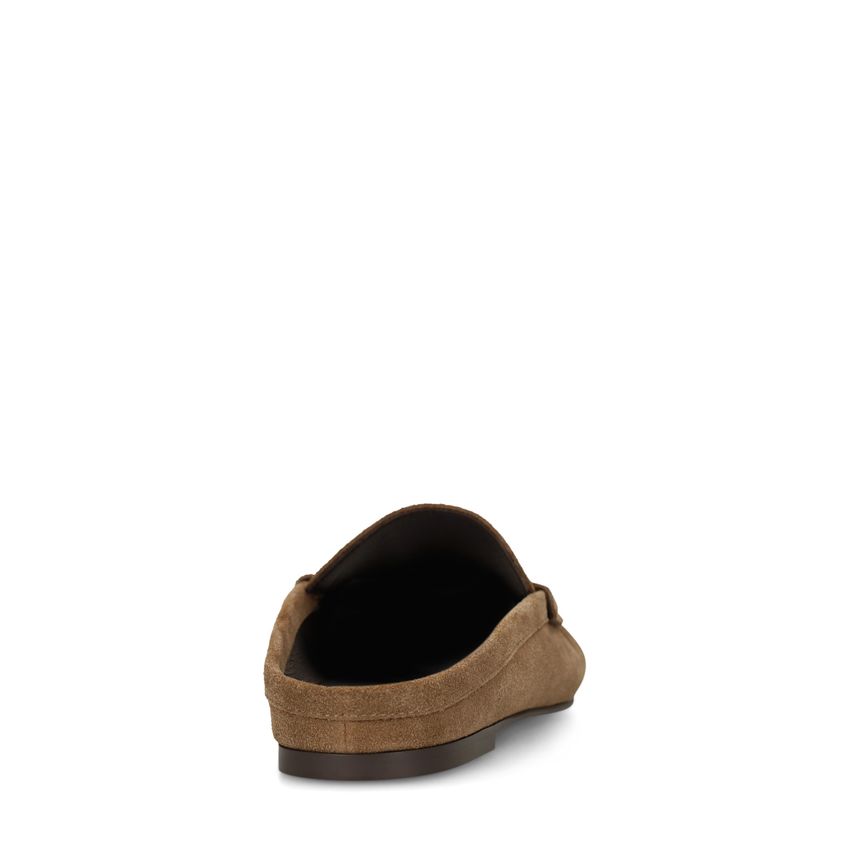 Beigefarbene Mules aus Veloursleder