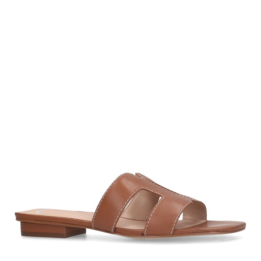 Cognac leren slippers