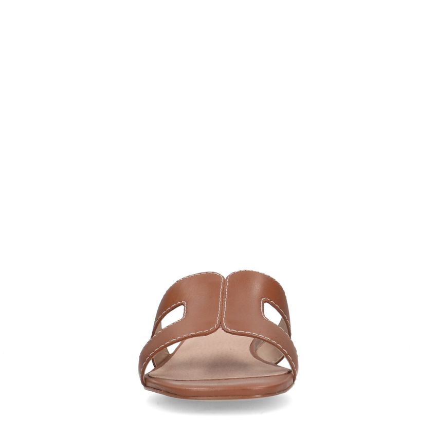 Cognac leren slippers