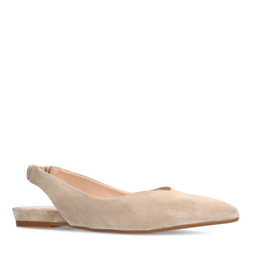 Beige suède slingback ballerina's
