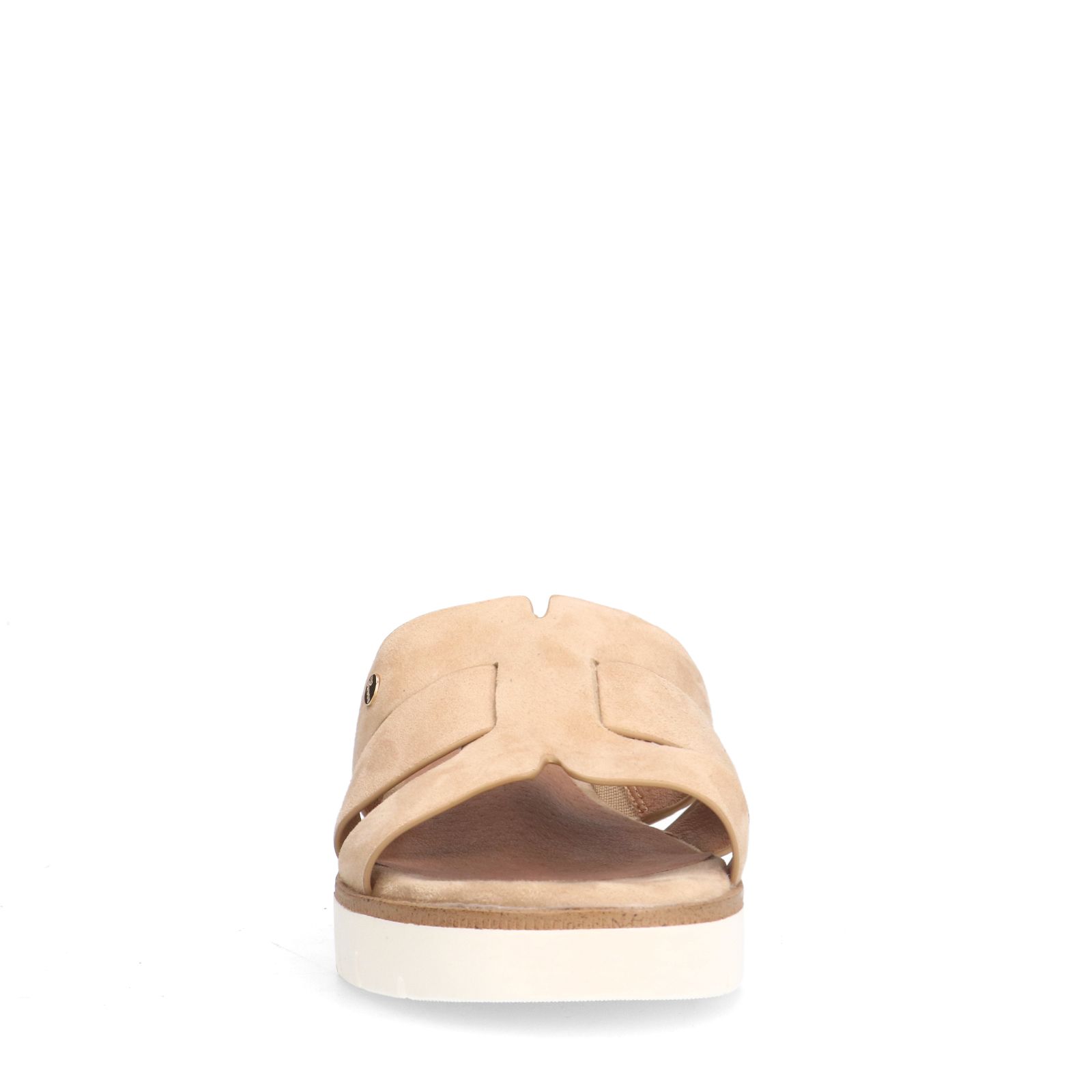 Beigefarbene Veloursleder-Sandaletten