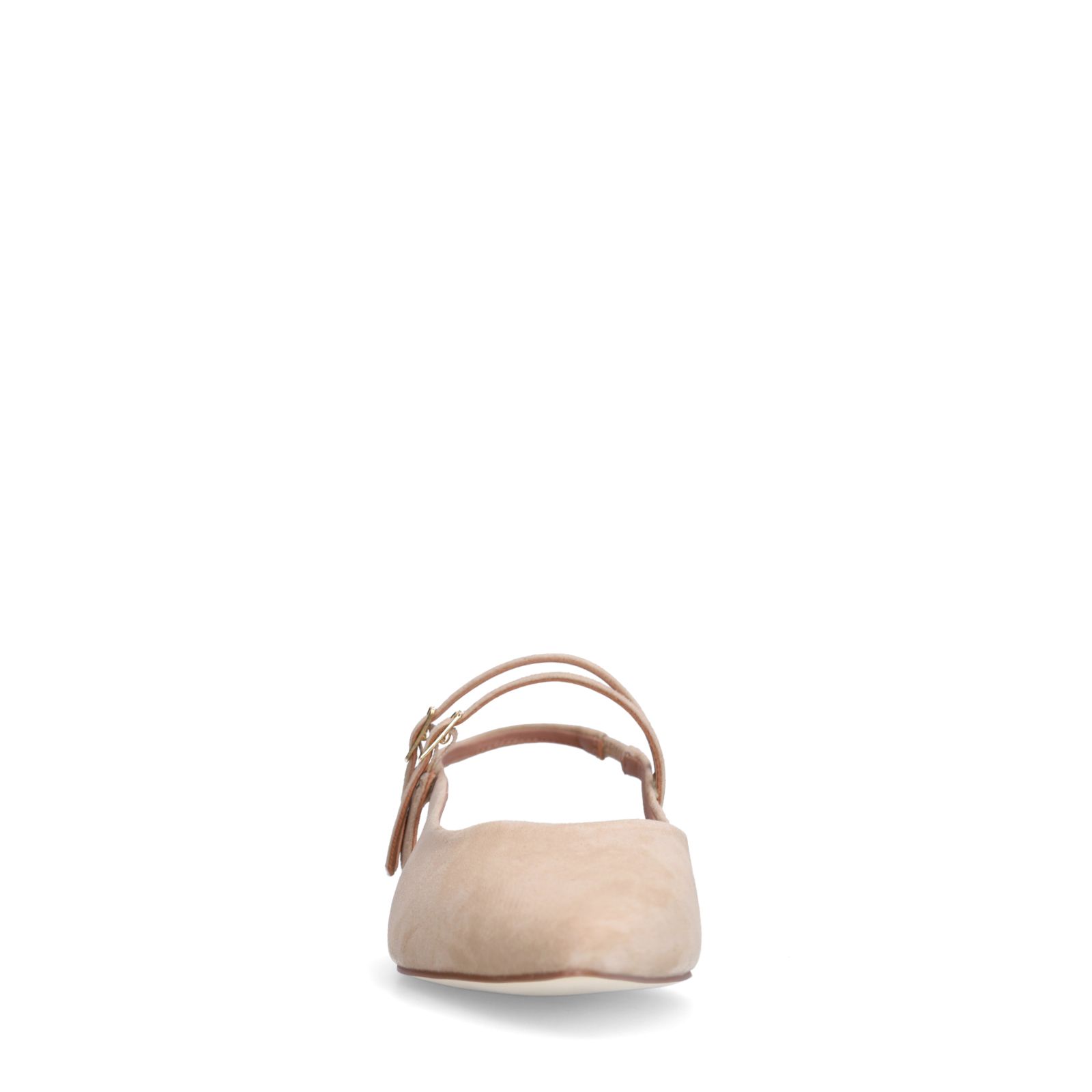 Beigefarbene Veloursleder-Slingbacks mit doppeltem Riemchen