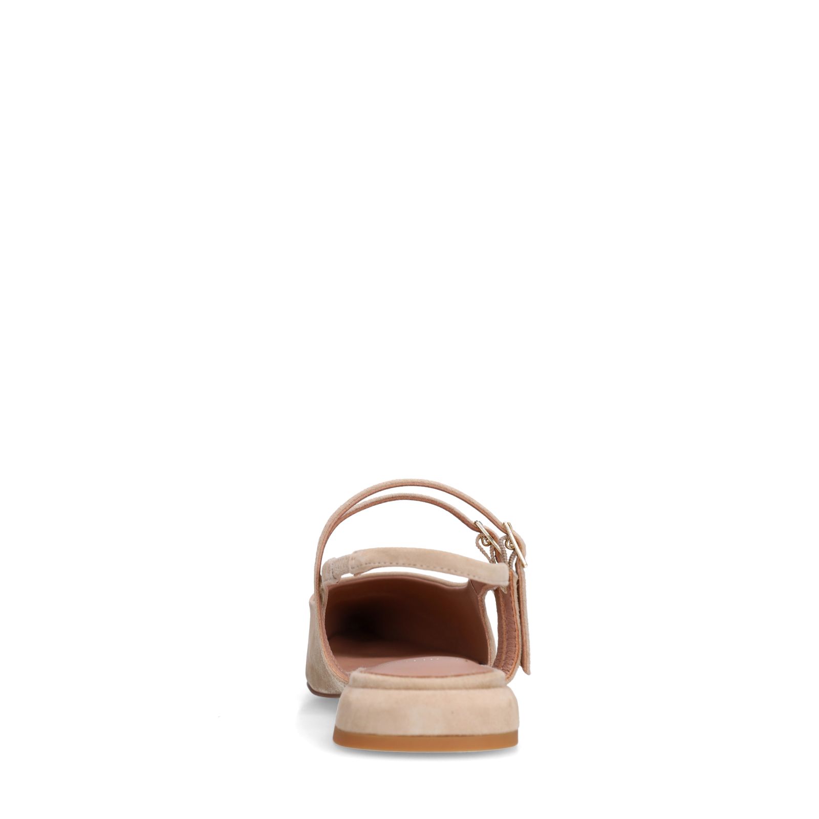 Beigefarbene Veloursleder-Slingbacks mit doppeltem Riemchen