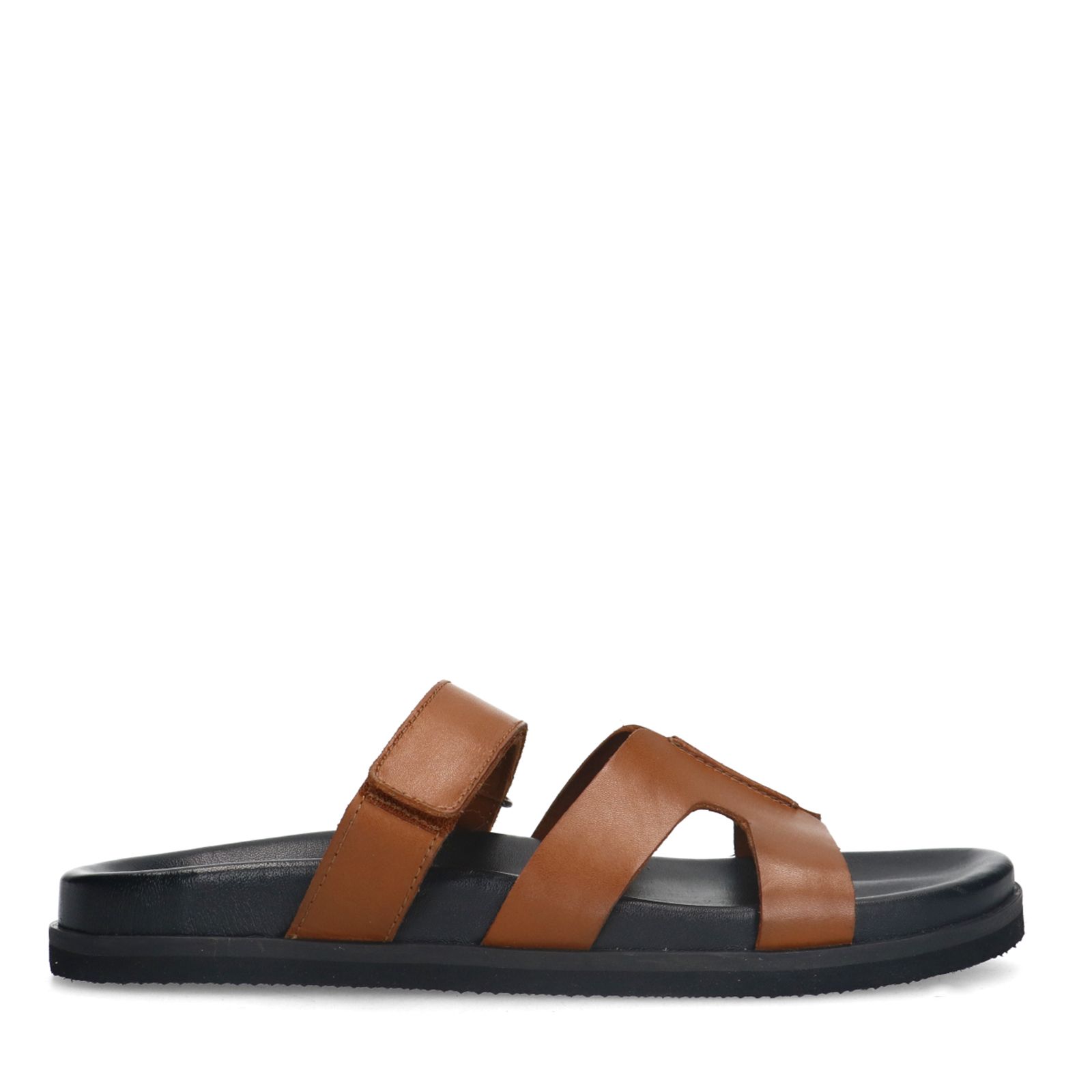 Cognacfarbene Ledersandalen mit Riemchen