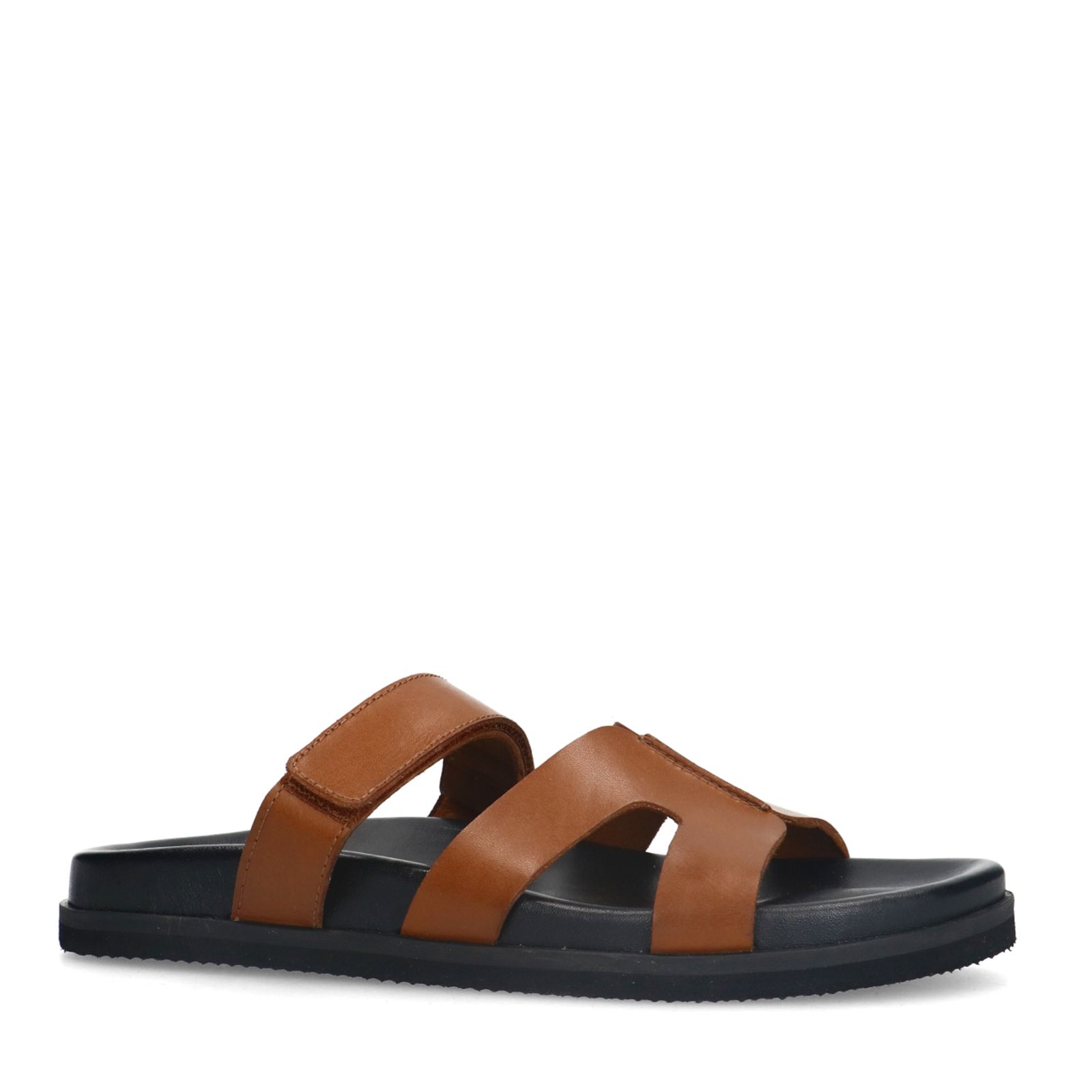 Cognacfarbene Ledersandalen mit Riemchen