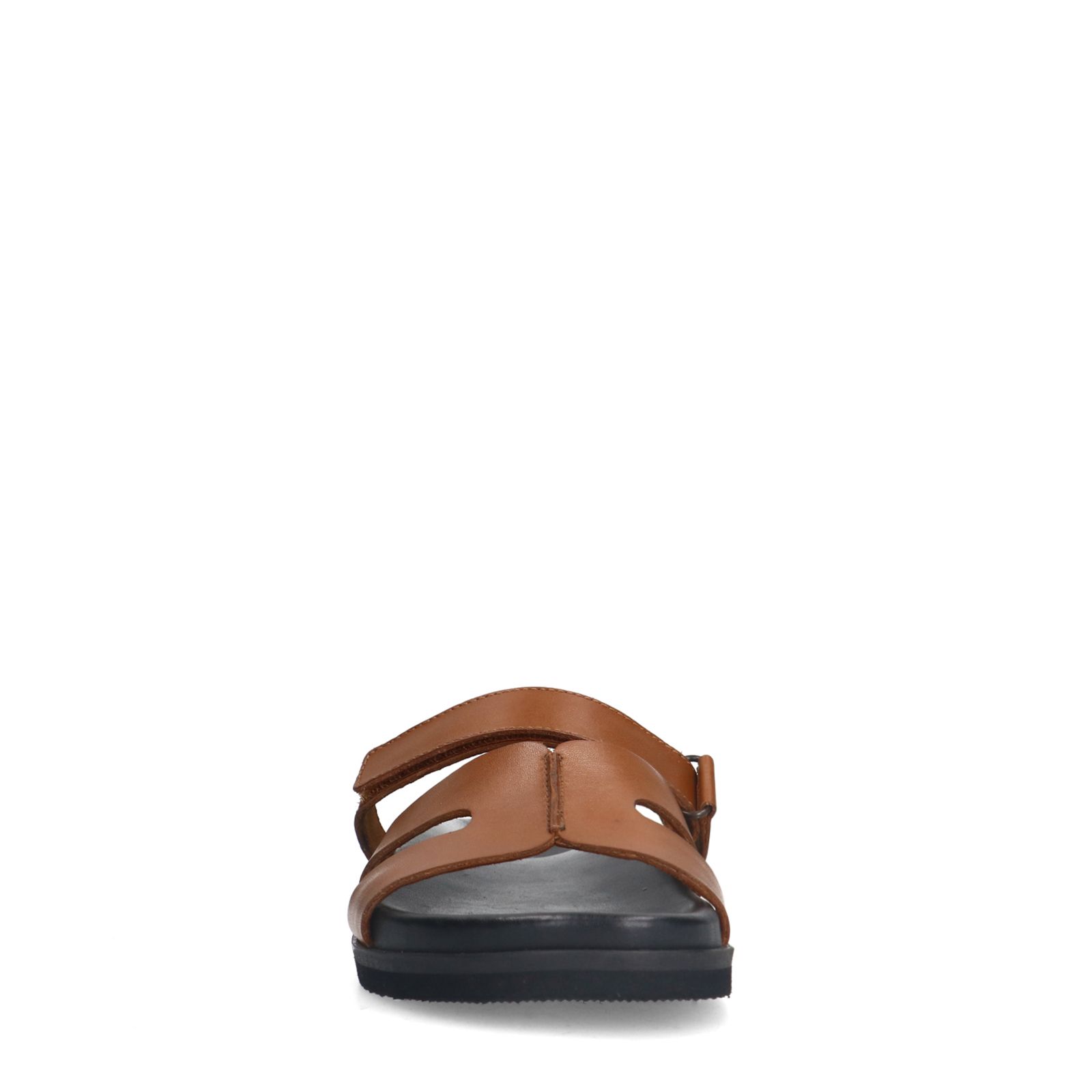Cognacfarbene Ledersandalen mit Riemchen