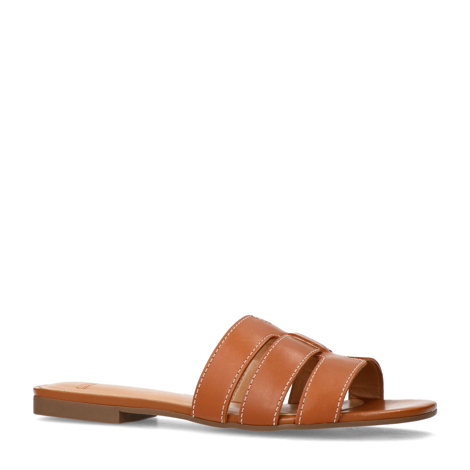 Cognac leren slippers