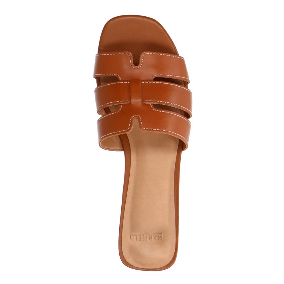 Cognac leren slippers