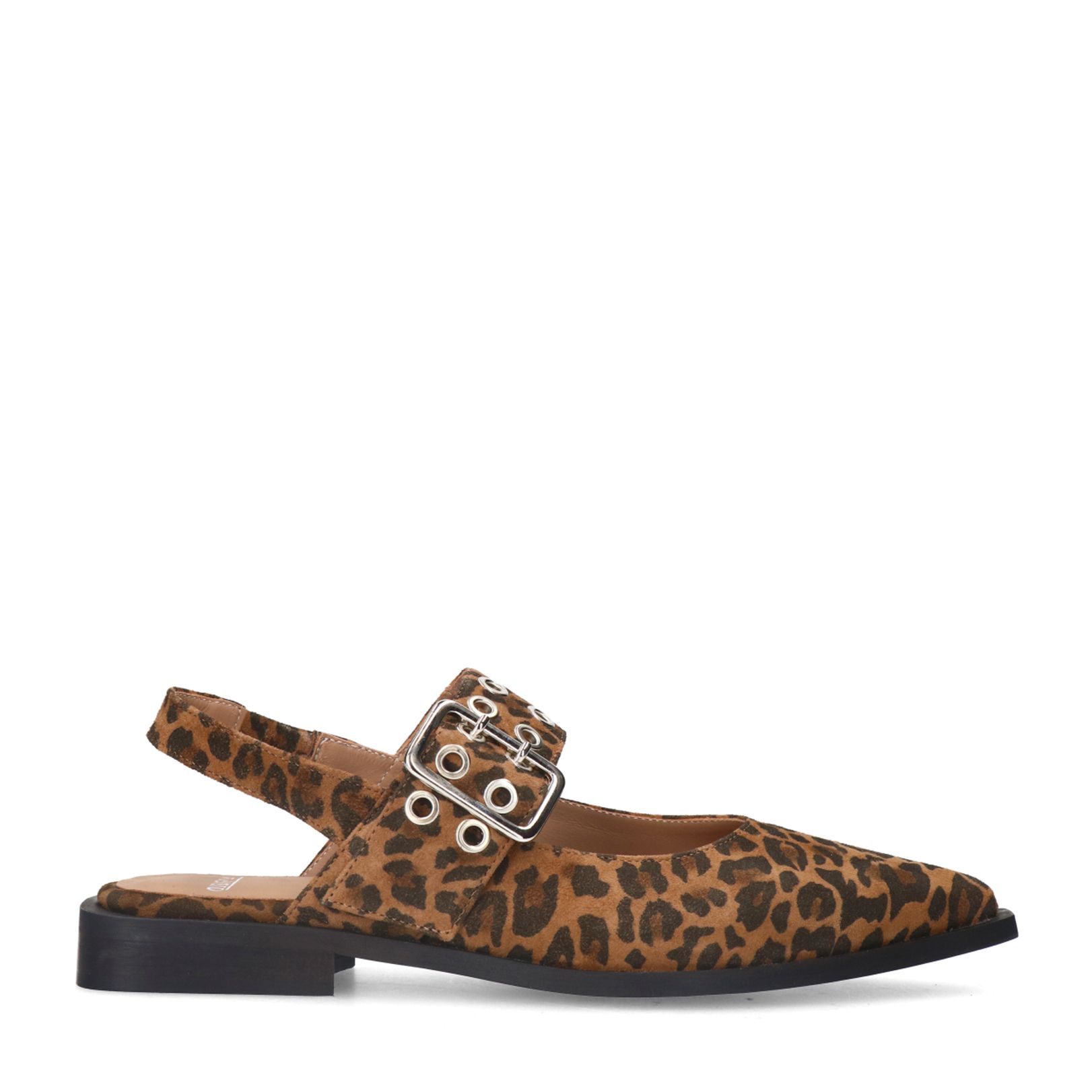 Veloursleder-Slingbacks mit Leoprint