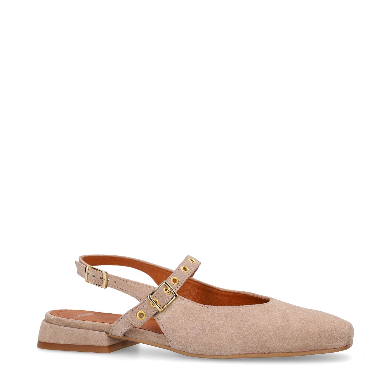 Beigefarbene Slingbacks aus Veloursleder