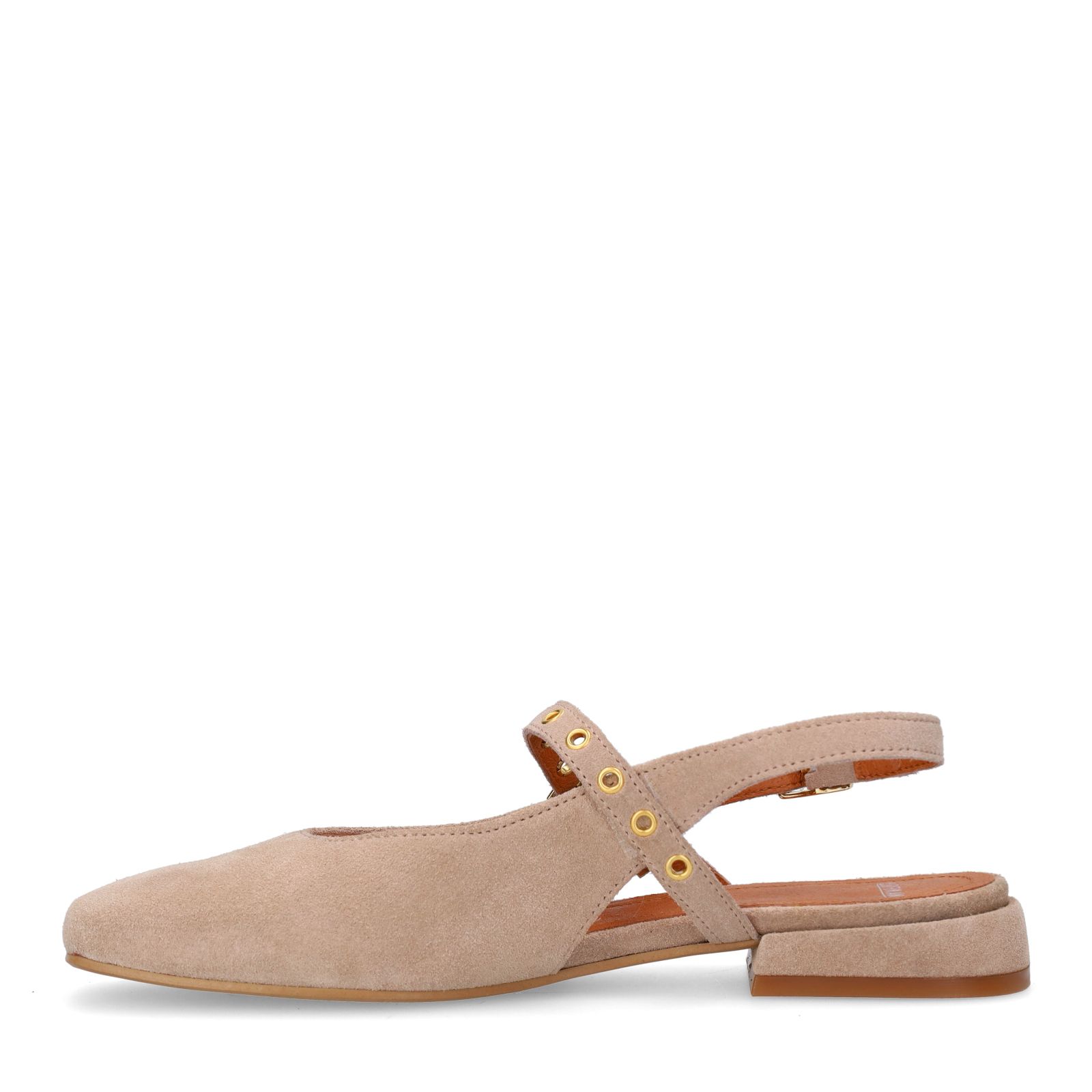Beigefarbene Slingbacks aus Veloursleder