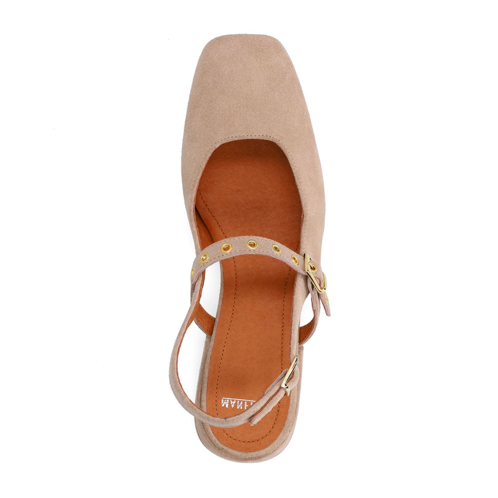 Beigefarbene Slingbacks aus Veloursleder