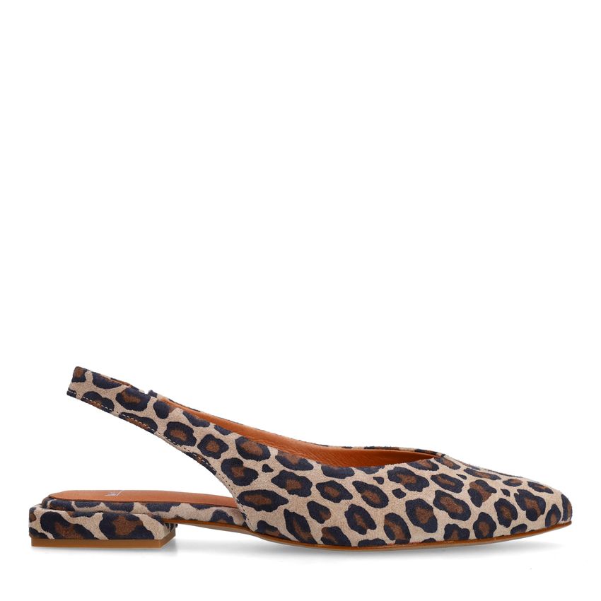 Veloursleder-Slingbacks mit Leoprint