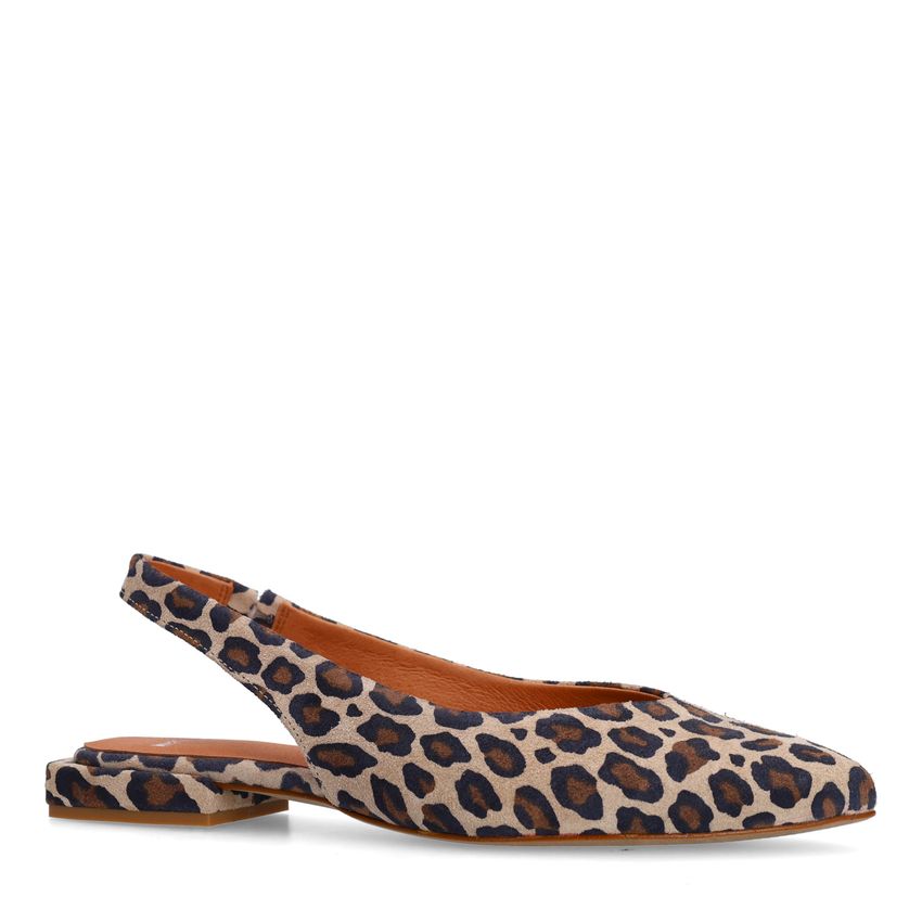 Veloursleder-Slingbacks mit Leoprint