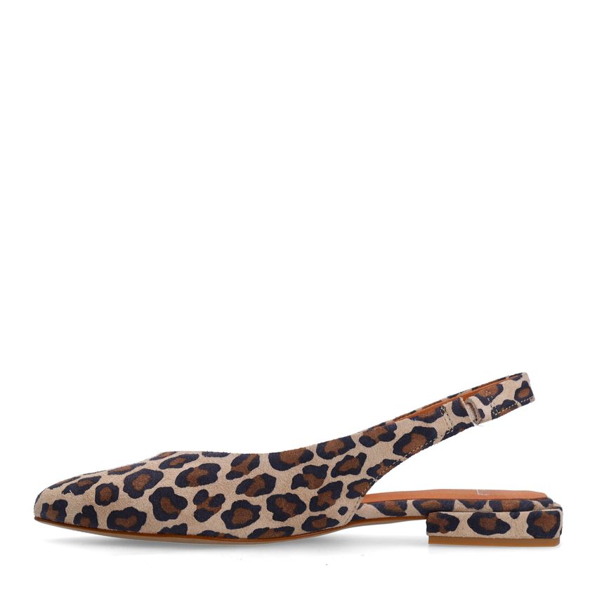 Veloursleder-Slingbacks mit Leoprint