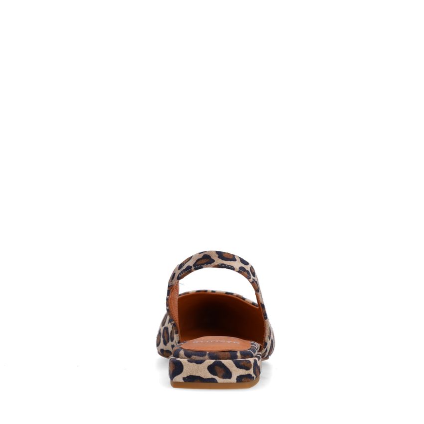 Veloursleder-Slingbacks mit Leoprint