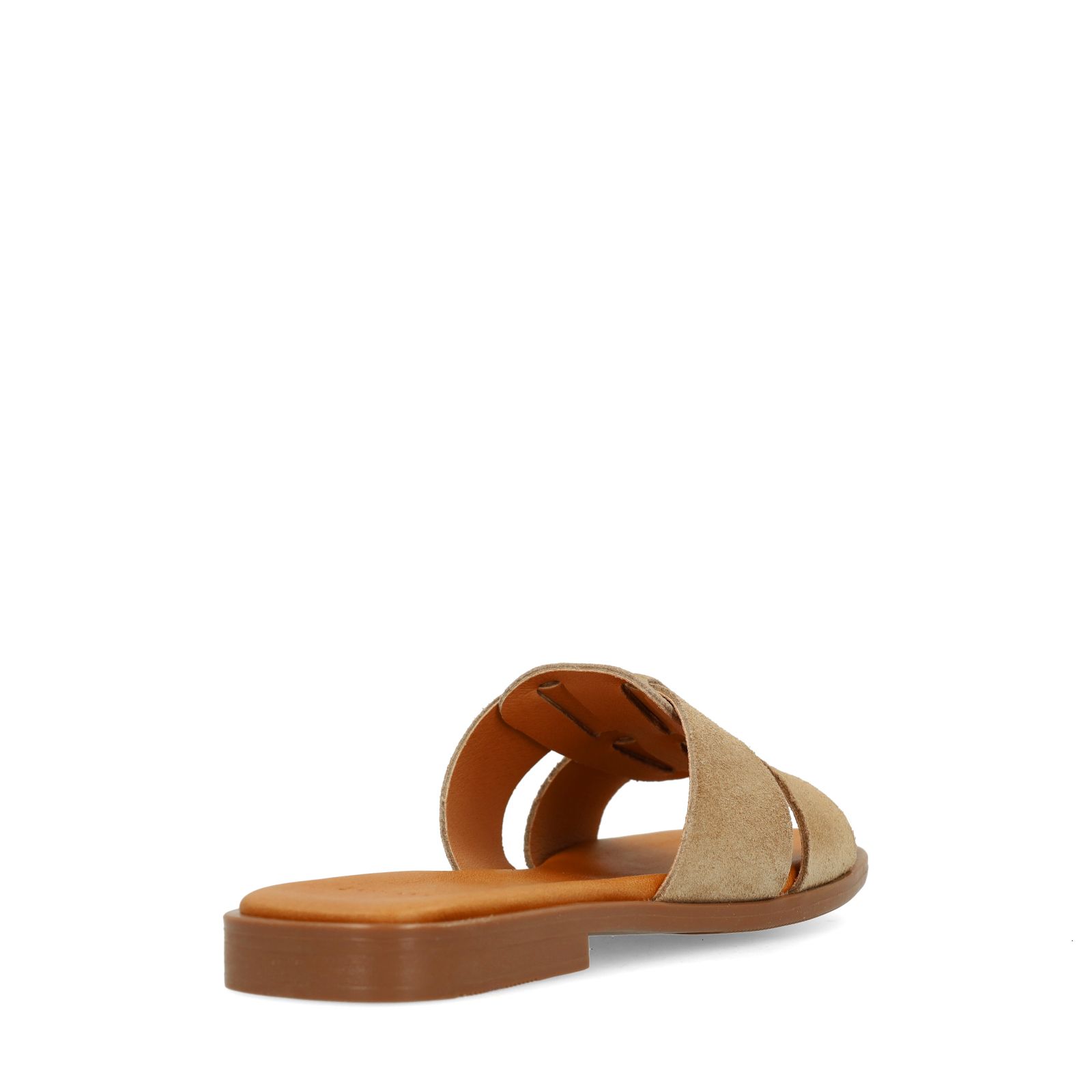 Beigefarbene Veloursleder-Sandalen