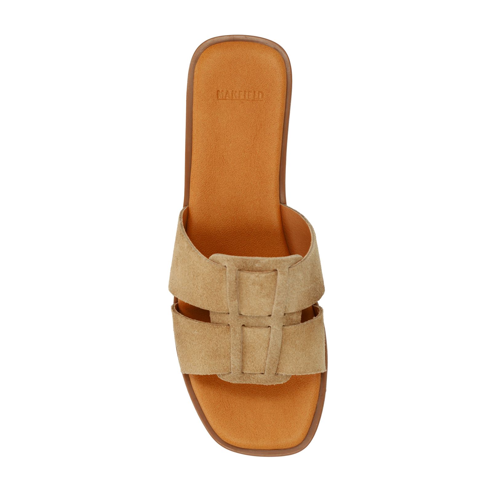 Beigefarbene Veloursleder-Sandalen