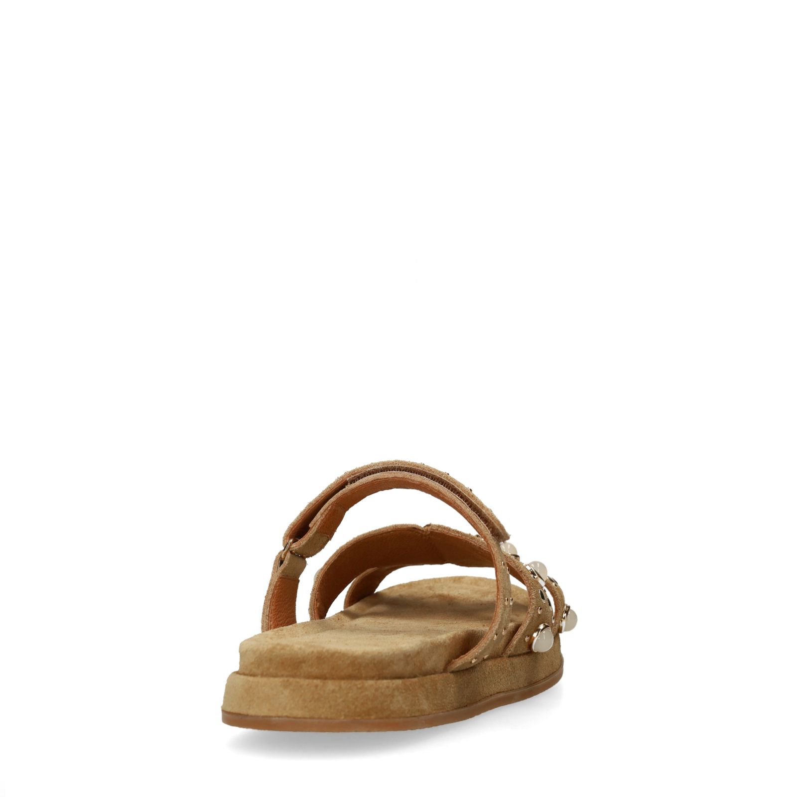 Cognac suède slippers met bandje