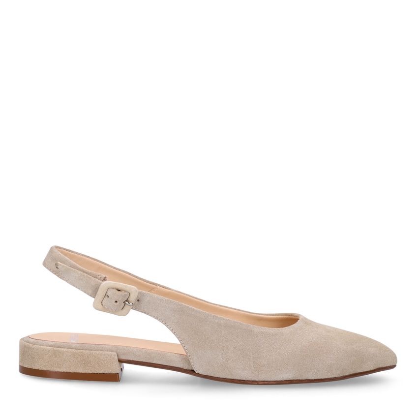 Beigefarbene Slingbacks aus Veloursleder