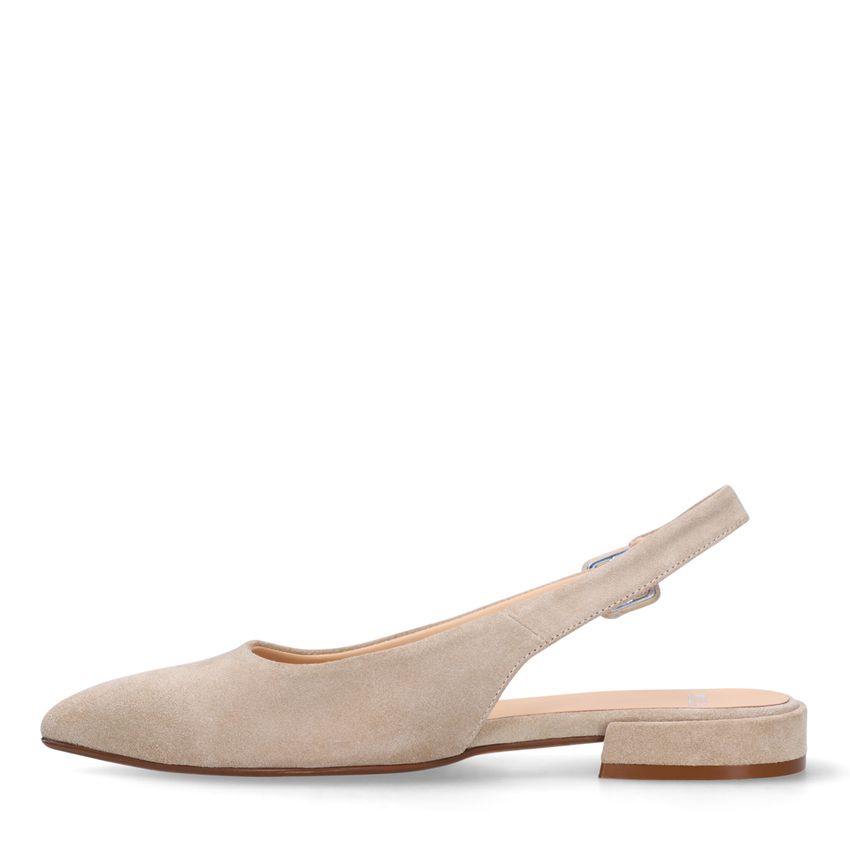 Beigefarbene Slingbacks aus Veloursleder