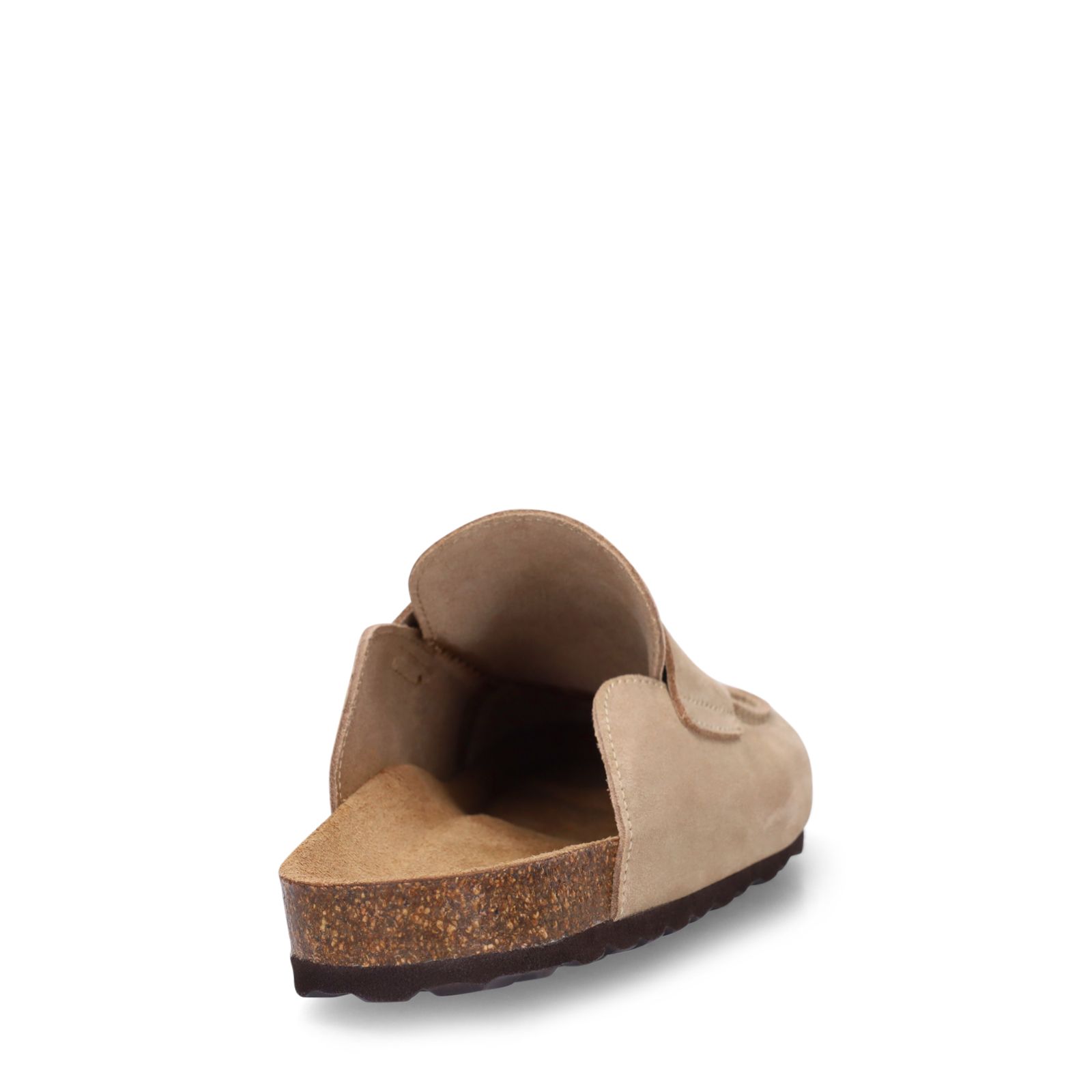 Beigefarbene Veloursleder-Clogs