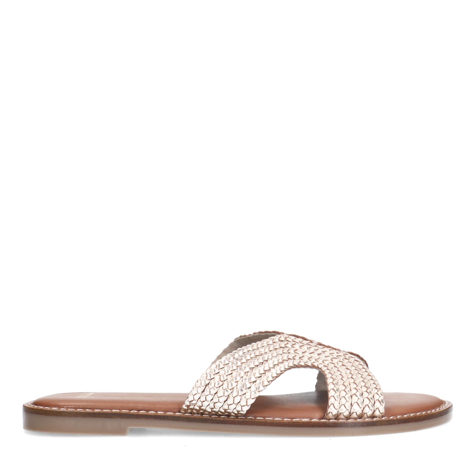 Goudkleurige leren slippers