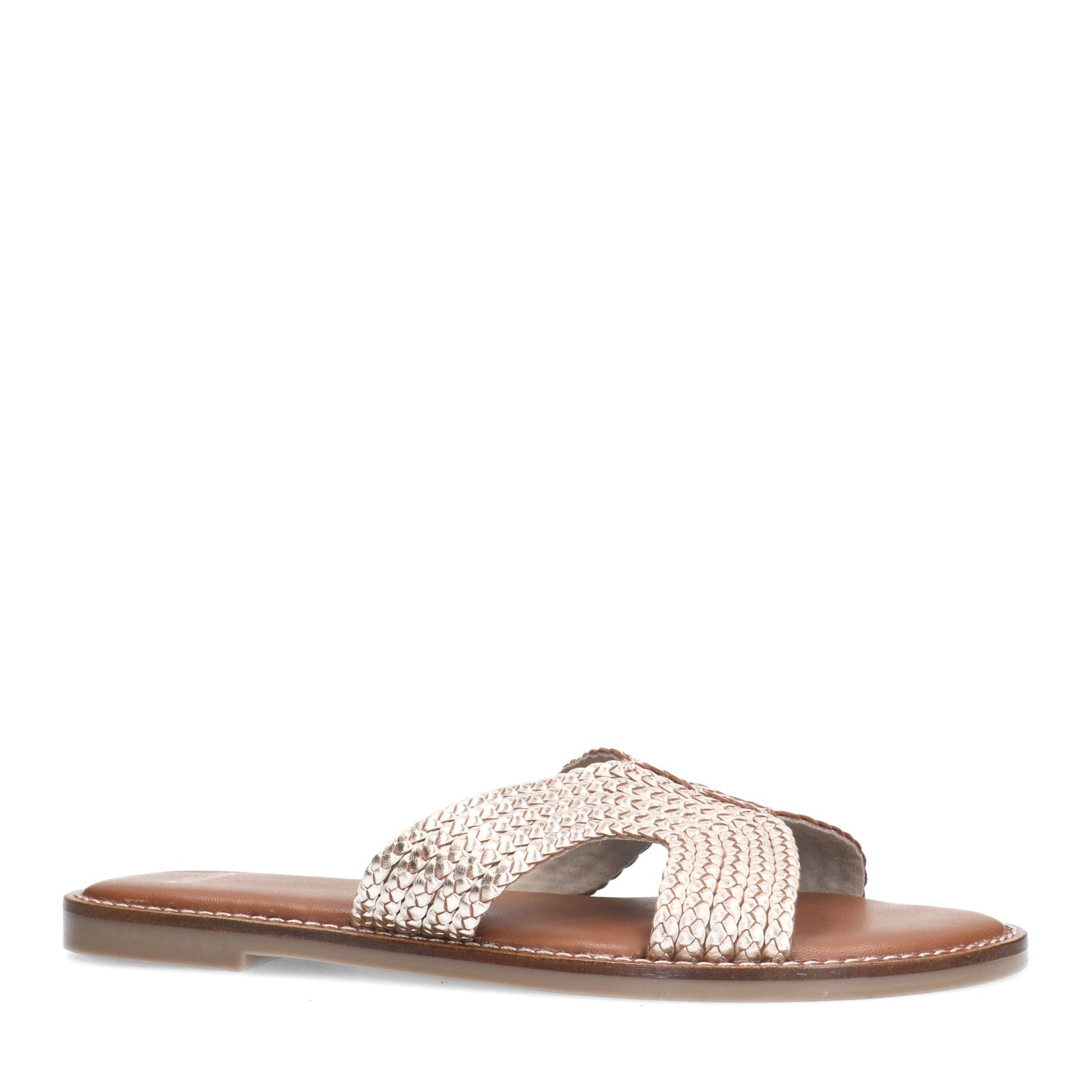 Goudkleurige leren slippers