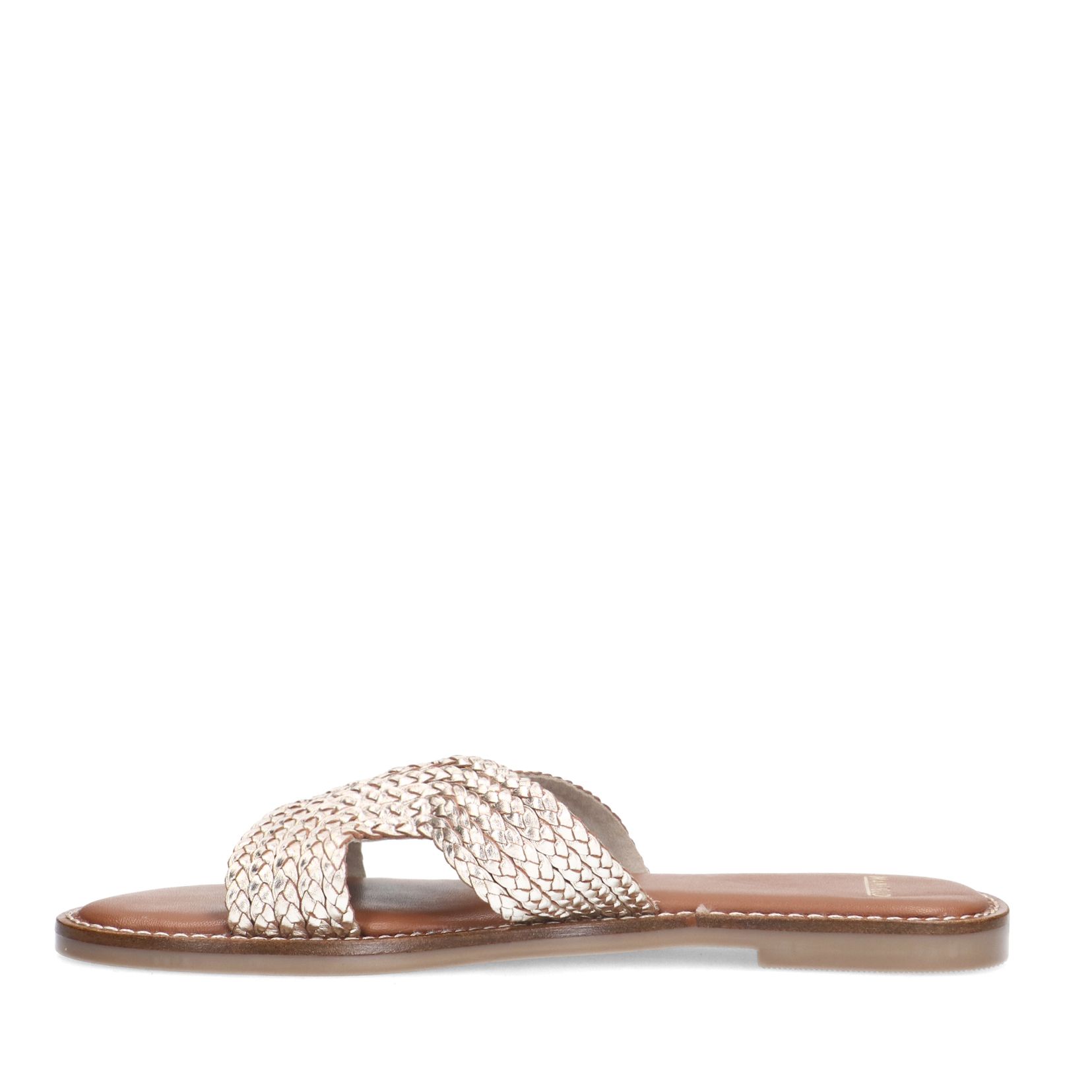 Goudkleurige leren slippers
