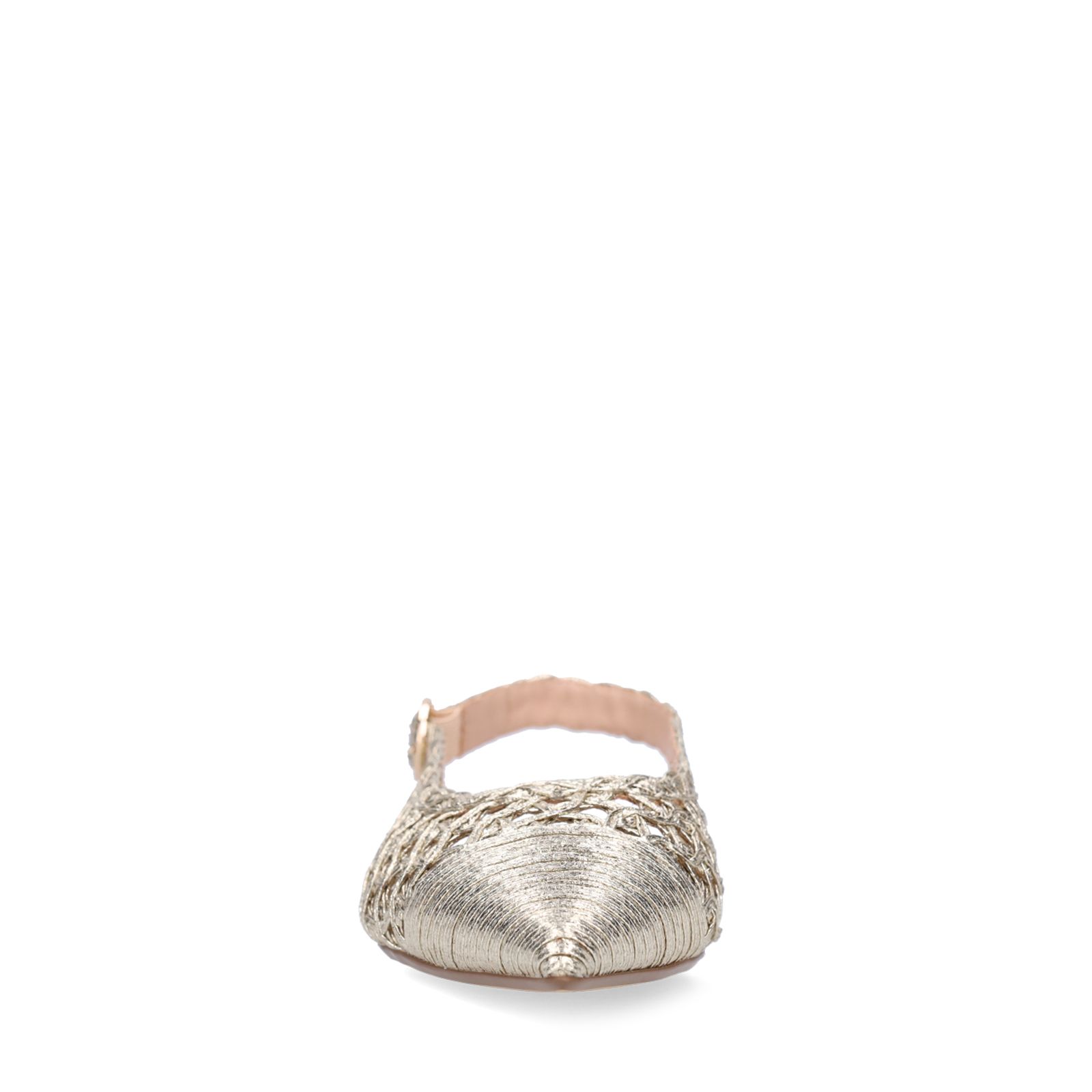 Goldfarbene Slingbacks in Flecht-Optik