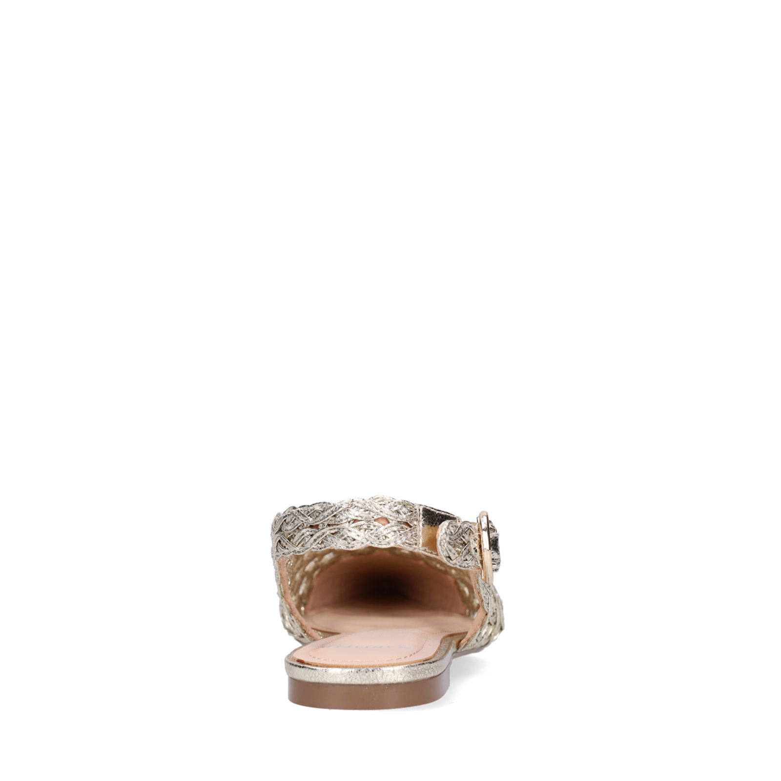 Goldfarbene Slingbacks in Flecht-Optik