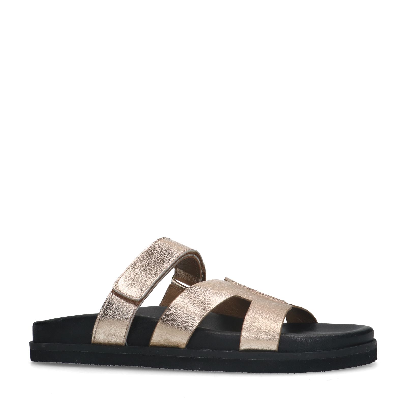 Gouden leren slippers met bandje