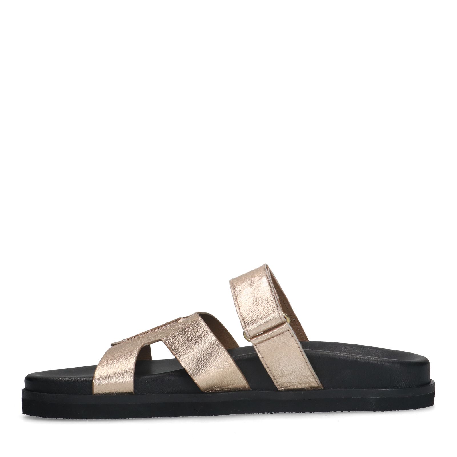 Gouden leren slippers met bandje
