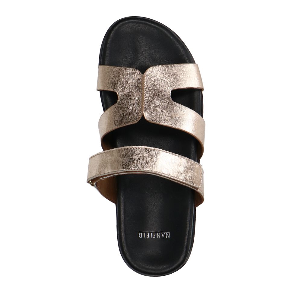 Gouden leren slippers met bandje