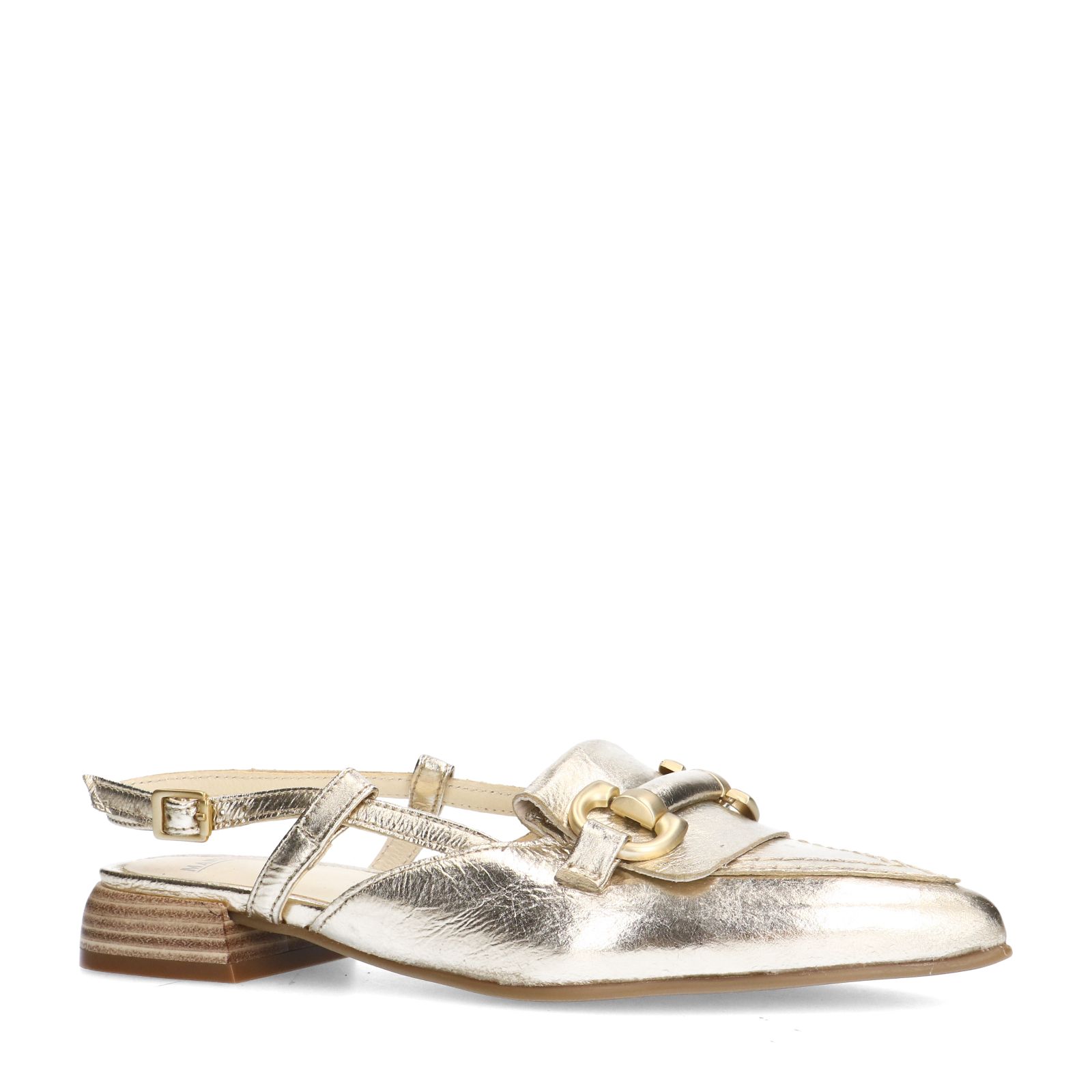 Gouden leren slingbacks met bandje