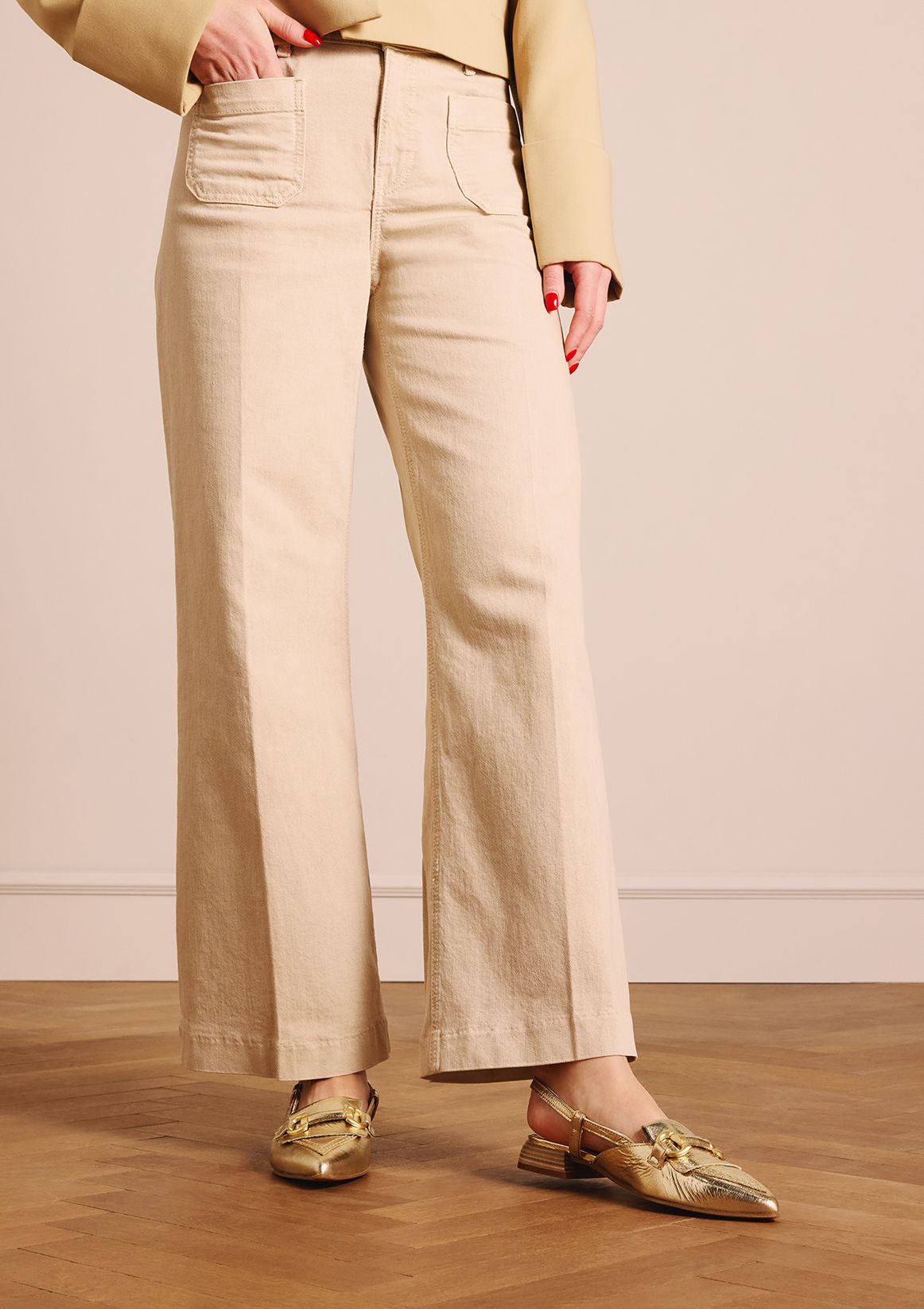 Gouden leren slingbacks met bandje