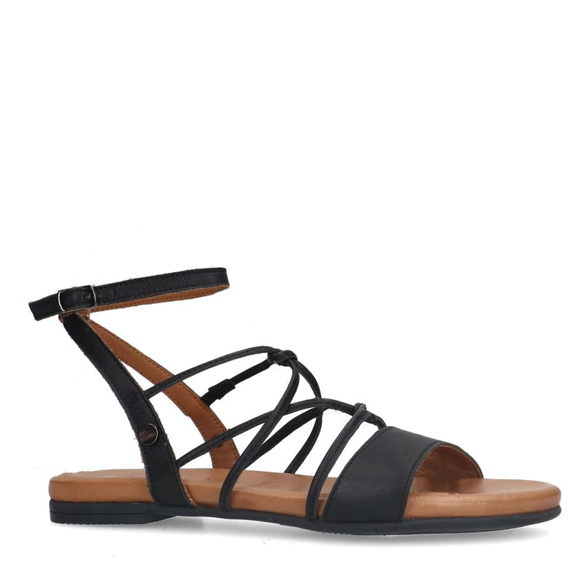 Zwarte leren sandalen met bandjes