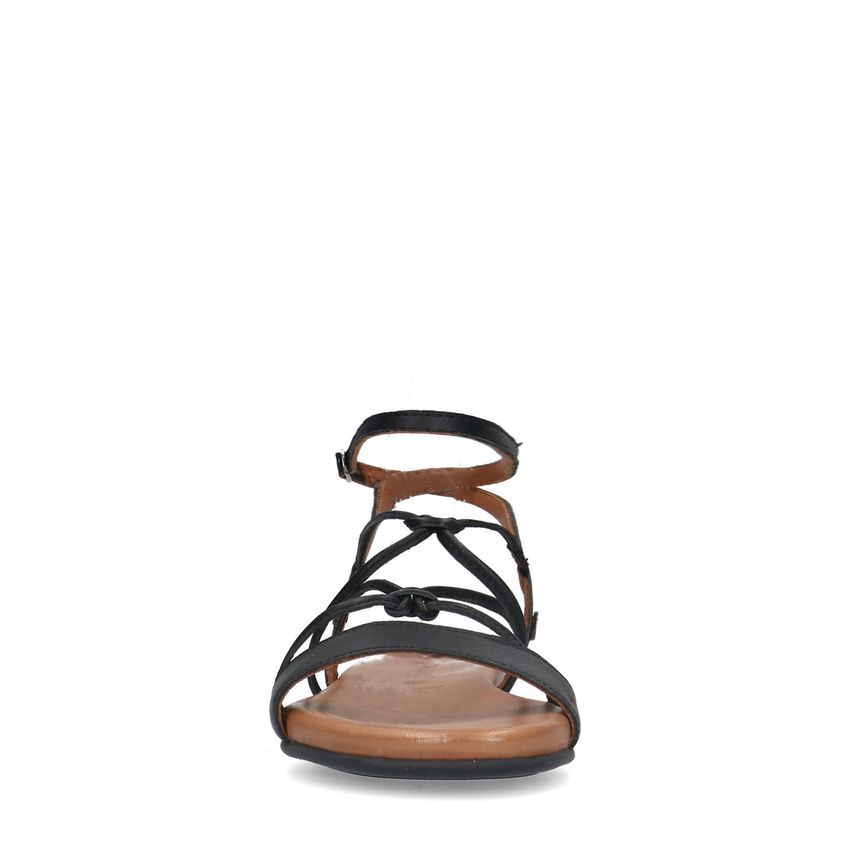 Zwarte leren sandalen met bandjes