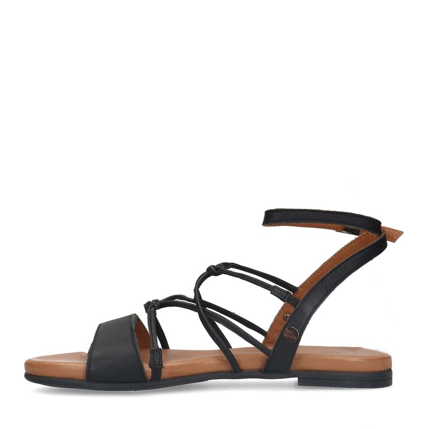 Zwarte leren sandalen met bandjes