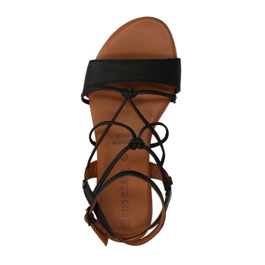 Zwarte leren sandalen met bandjes