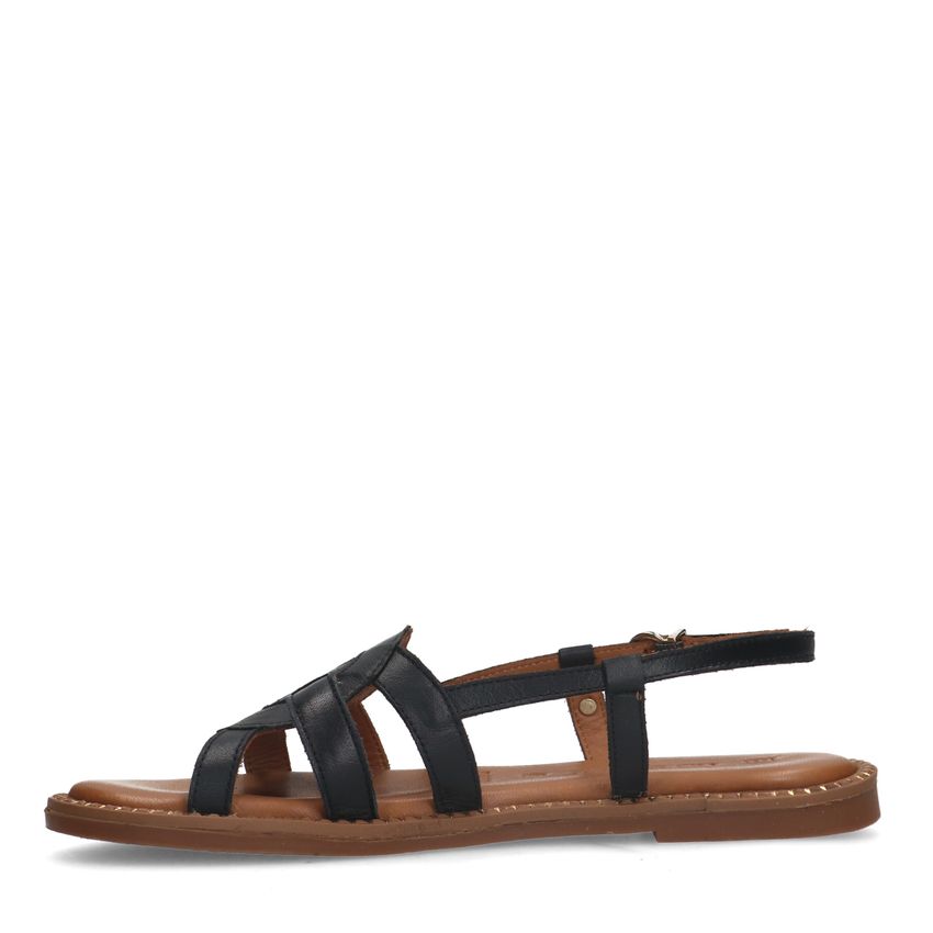 Zwarte leren sandalen met gesp