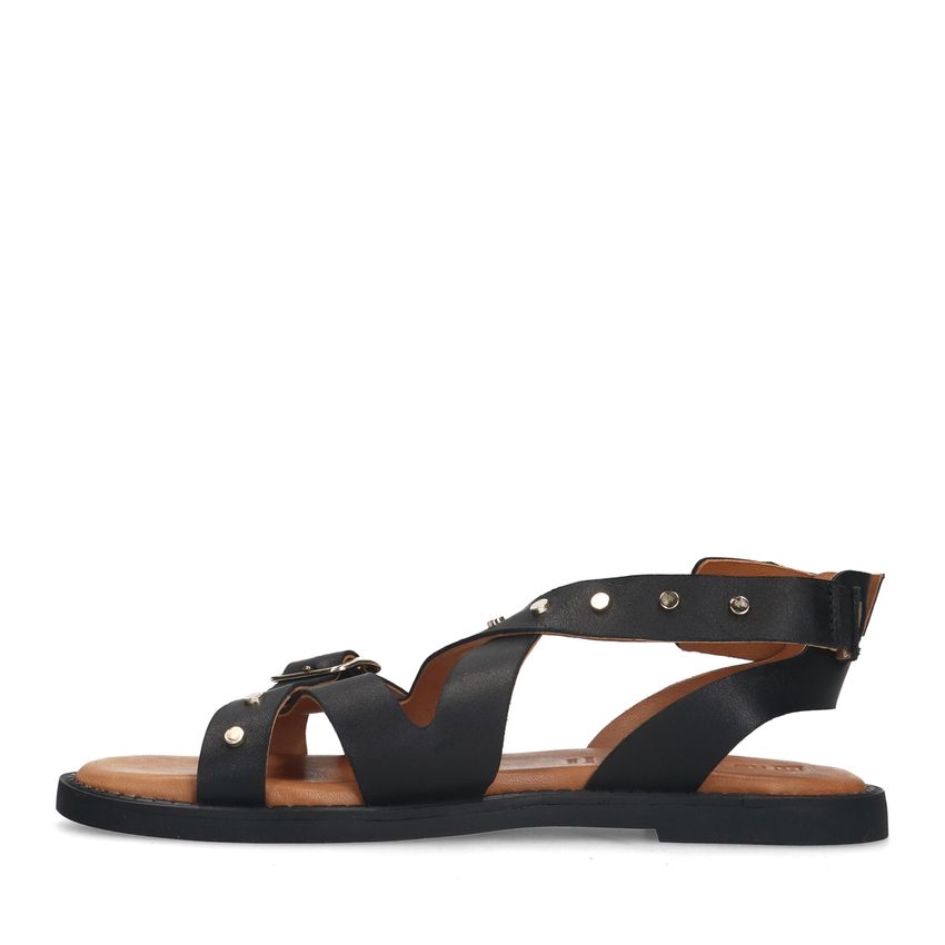 Zwarte leren sandalen met studs