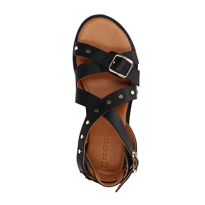 Zwarte leren sandalen met studs